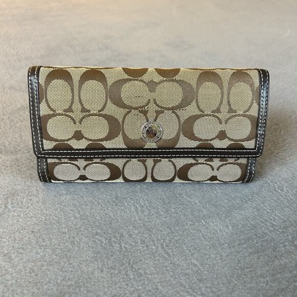 Coach Bifold Wallet In Signature Canvas Brown And Black Women - Picture 1 of 11